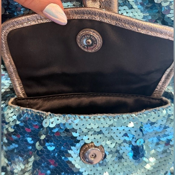 🩵✨ Coach Poppy Spotlight Turquoise Sequin Sparkly Limited Edition Backpack - Picture 7 of 17